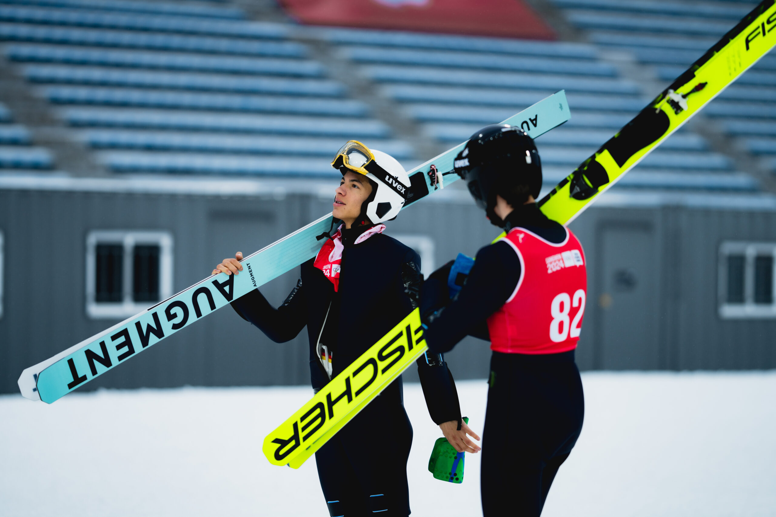 Skisprung Training bei den Youth Olympic Games 2024 in Südkorea.